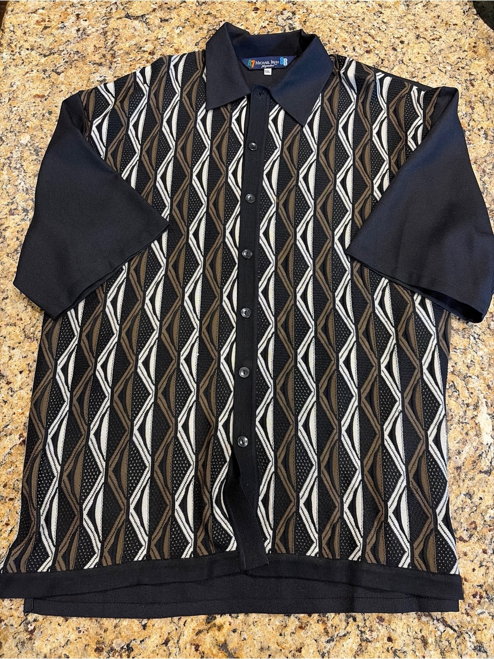 Vintage Michael Irvin Playmaker 88 Geometric Knit Button Up XXL Y2K